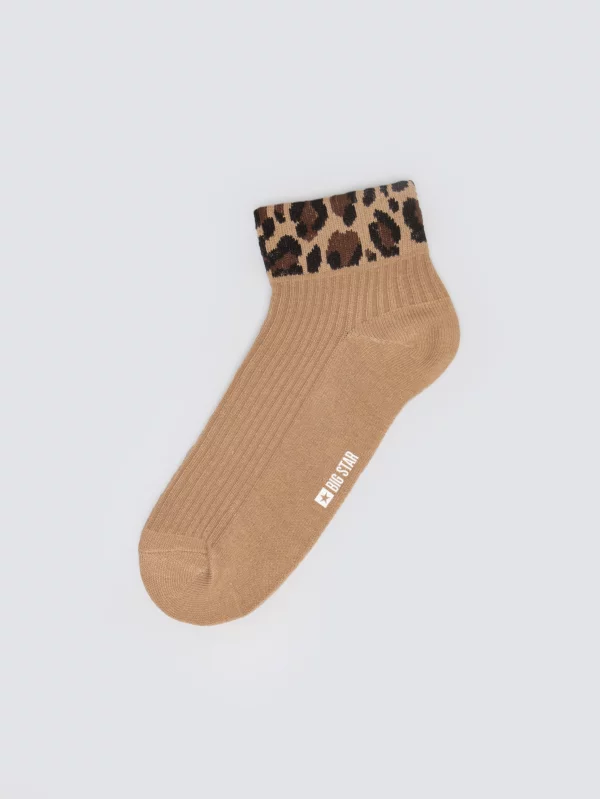 Stopki damskie z motywem panterki beżowe Pantara 801