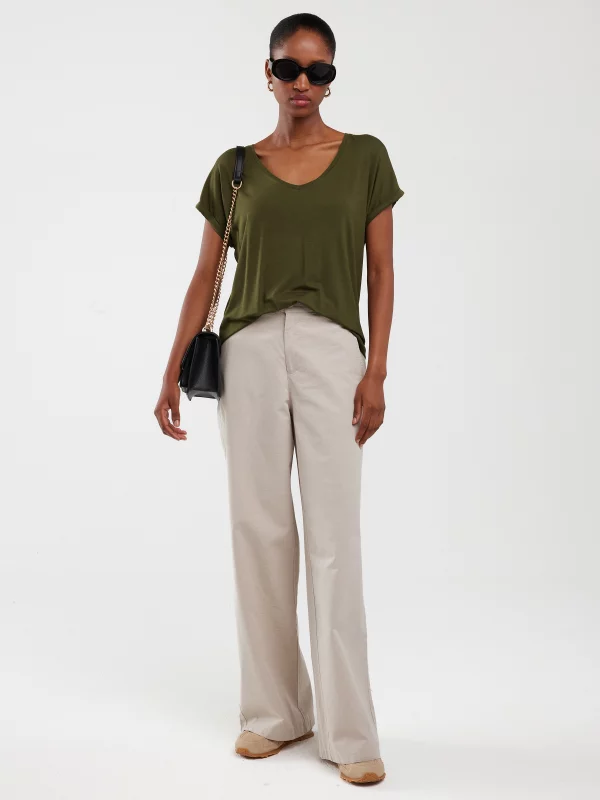 Koszulka damska o luźnym kroju khaki Valeria 303