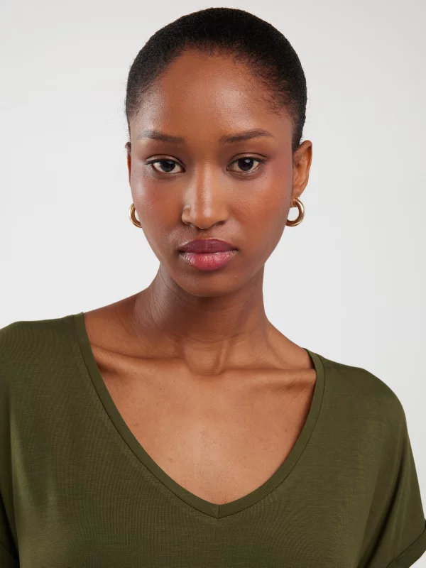 Koszulka damska o luźnym kroju khaki Valeria 303