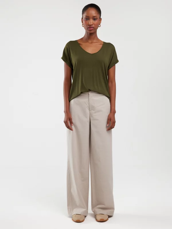 Koszulka damska o luźnym kroju khaki Valeria 303