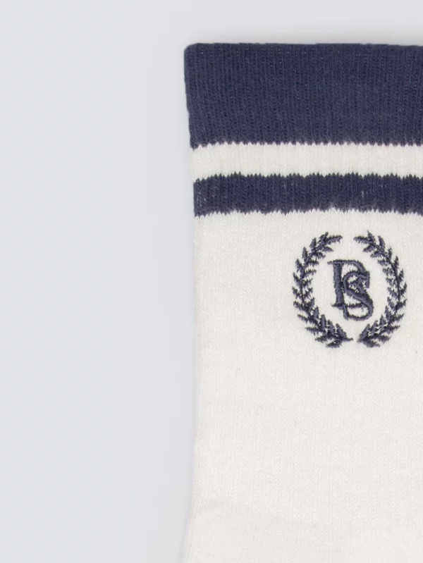 Skarpety damskie z granatową wstawką Prepalia 404