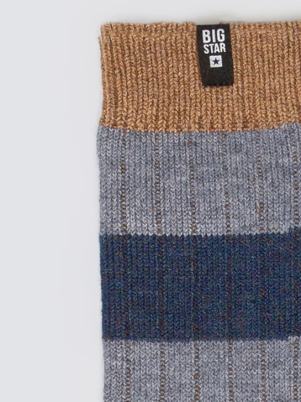 Skarpety męskie prążkowane w pasy granatowe Rajser 403