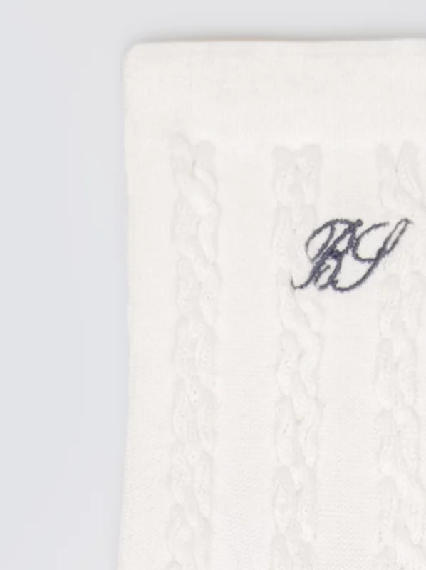 Skarpety damskie z wiskozą z warkoczowym splotem białe Brajda 100