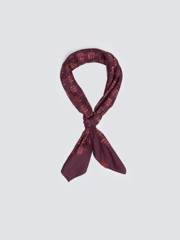 Szal damski z wiskozy z printem bordowy Margotta 604