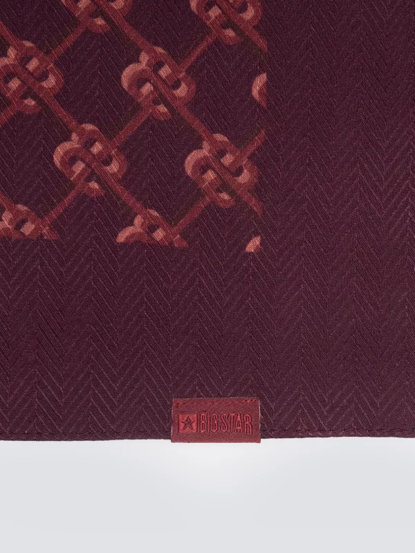 Szal damski z wiskozy z printem bordowy Margotta 604