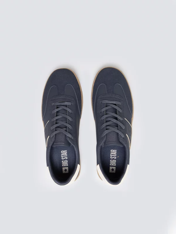 Sneakersy męskie sportowe ze skóry ekologicznej granatowe SS174079 403