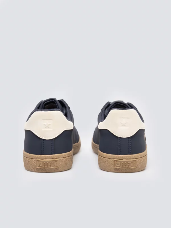 Sneakersy męskie sportowe ze skóry ekologicznej granatowe SS174079 403