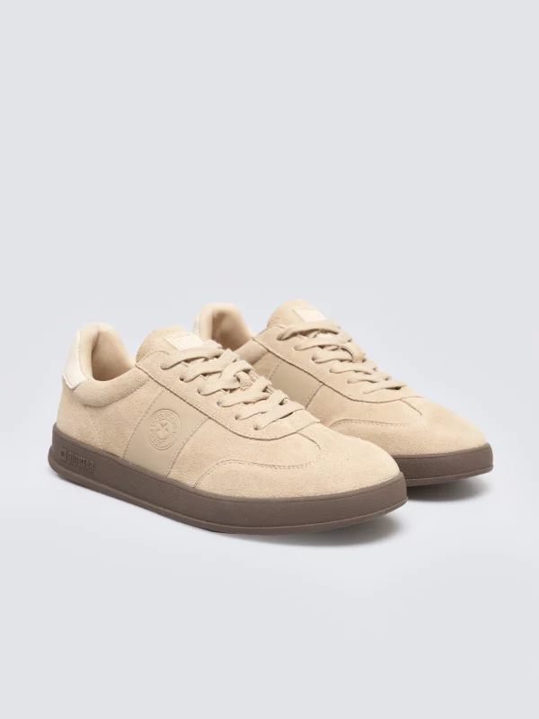 Sneakersy damskie ze skóry naturalnej zamszowej beżowe SS274689 801