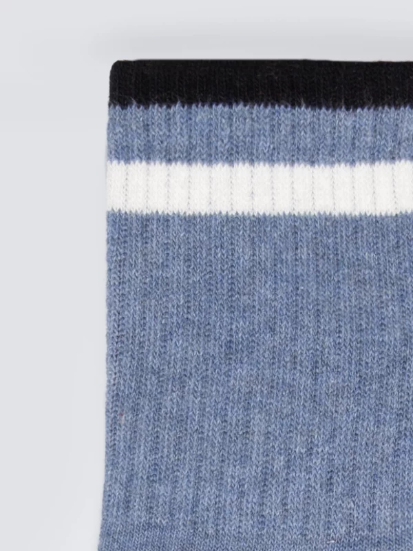 Skarpety męskie z paskami niebieskie Ribi 402