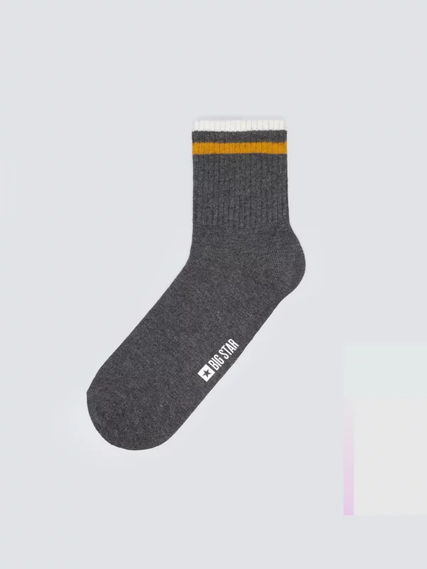 Skarpety męskie z paskami szare Ribi 903