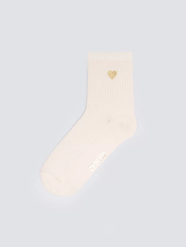 Skarpety damskie prążkowane kremowe Sonja 102