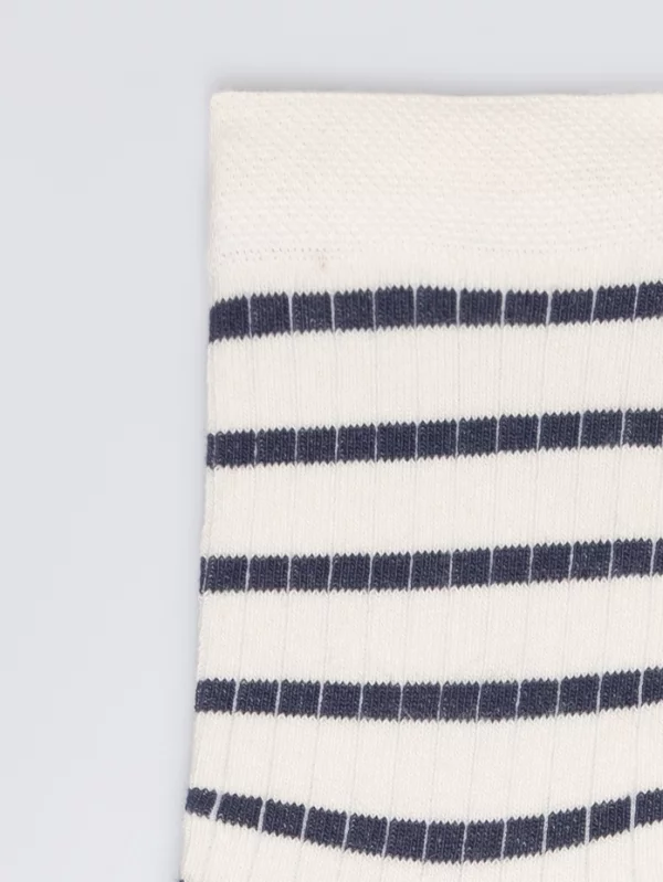 Skarpety damskie w paski biało-granatowe Pasitia 403