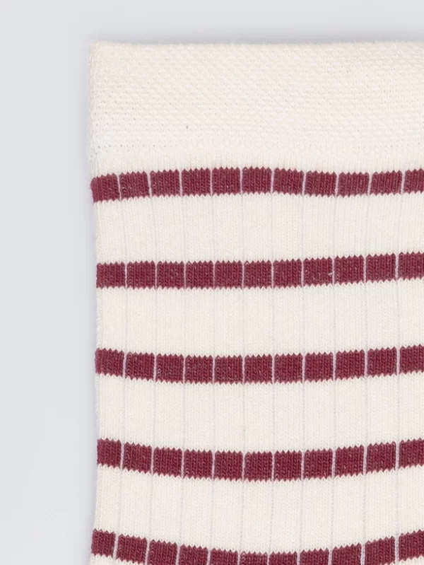 Skarpety damskie w paski biało-czerwone Pasitia 604