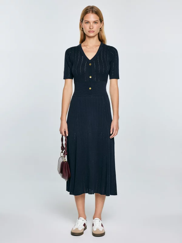 Sukienka damska midi sweterkowa granatowa Adalina 403