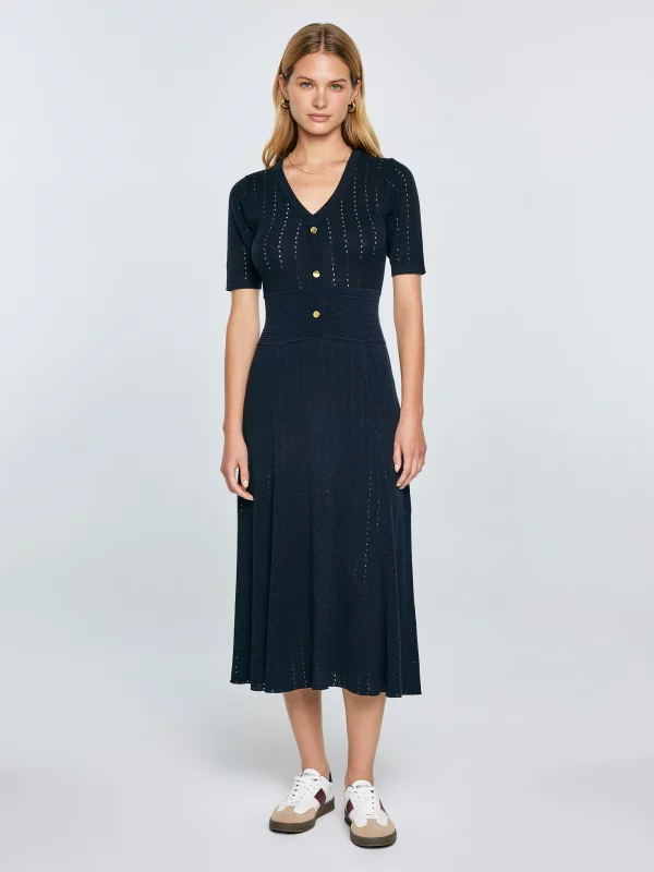 Sukienka damska midi sweterkowa granatowa Adalina 403