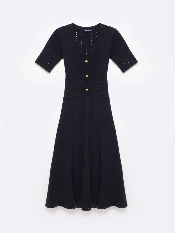 Sukienka damska midi sweterkowa granatowa Adalina 403