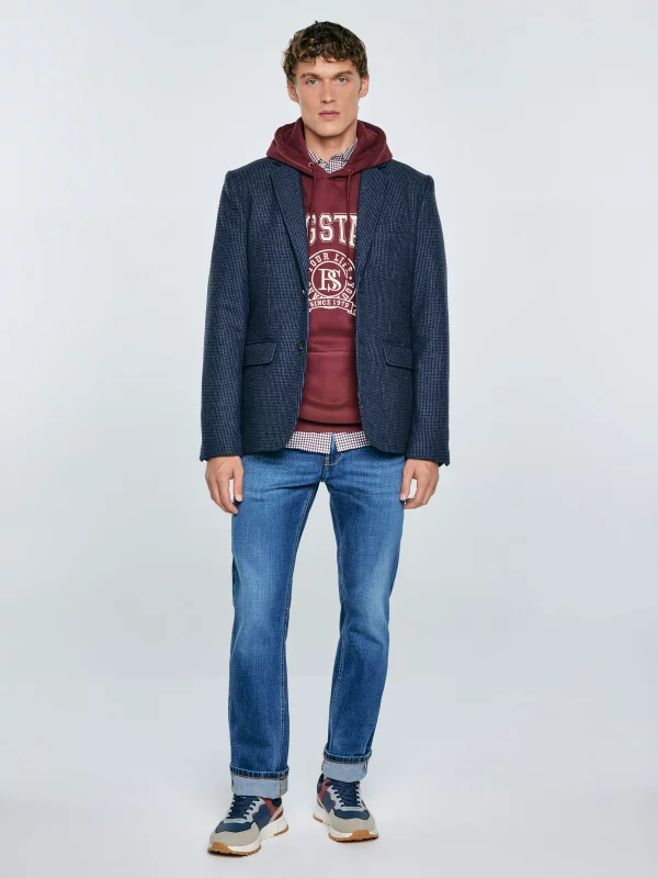 Marynarka męska z dodatkiem wełny granatowa Ares 403