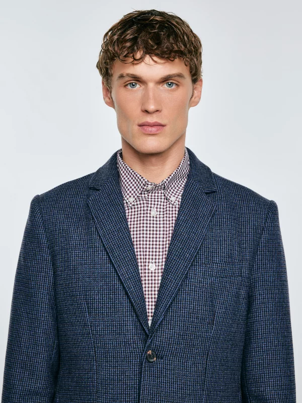 Marynarka męska z dodatkiem wełny granatowa Ares 403