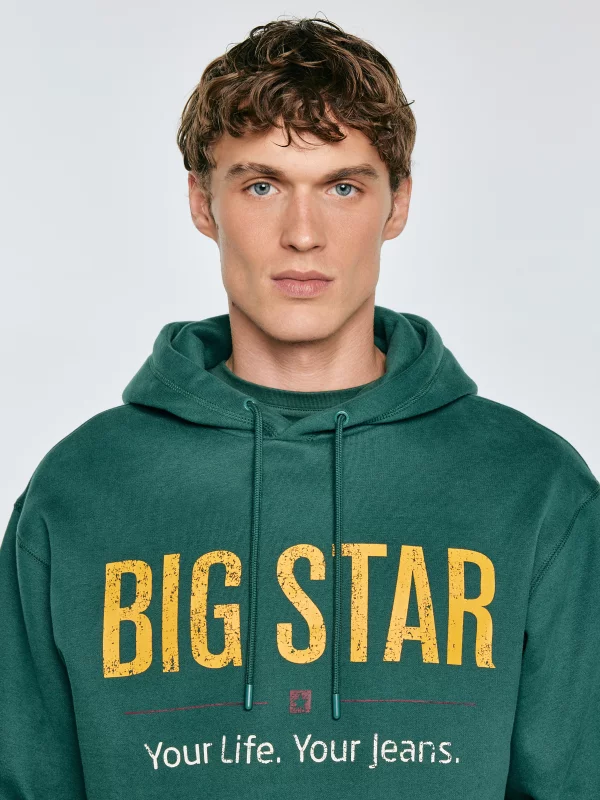 Bluza męska z kapturem z logo BIG STAR zielona Ashlyno 304