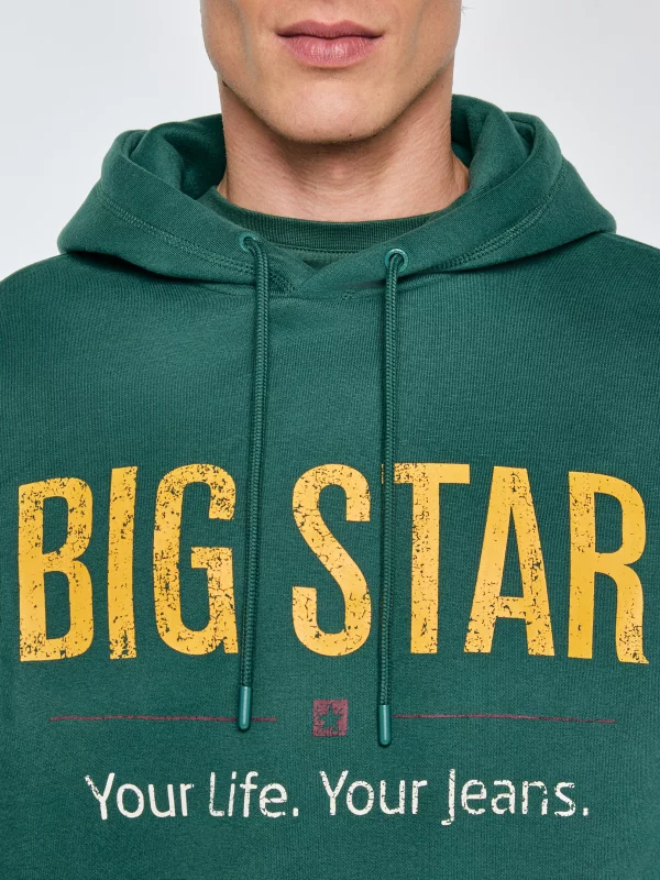 Bluza męska z kapturem z logo BIG STAR zielona Ashlyno 304