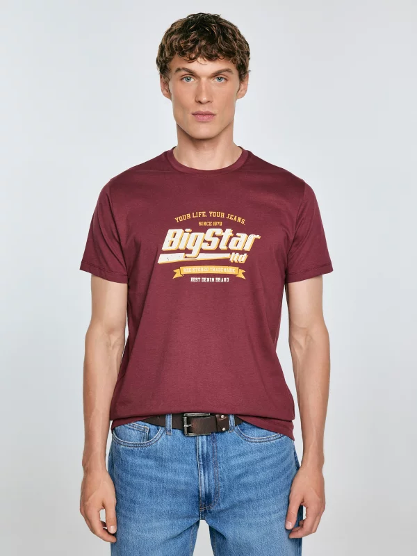 Koszulka męska z nadrukiem bordowa Briss 604