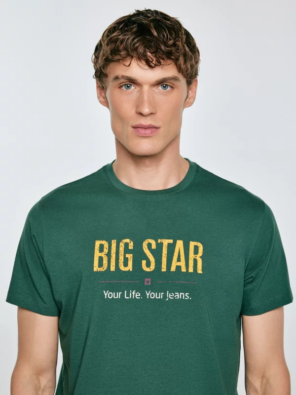 Koszulka męska o klasycznym kroju zielona Bruno 300