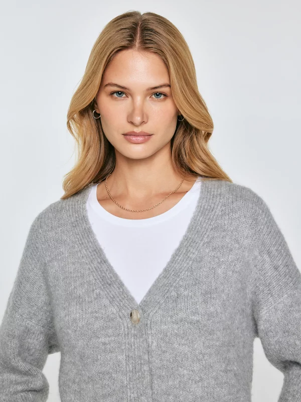 Kardigan damski z dodatkiem wełny szary Kardica 901