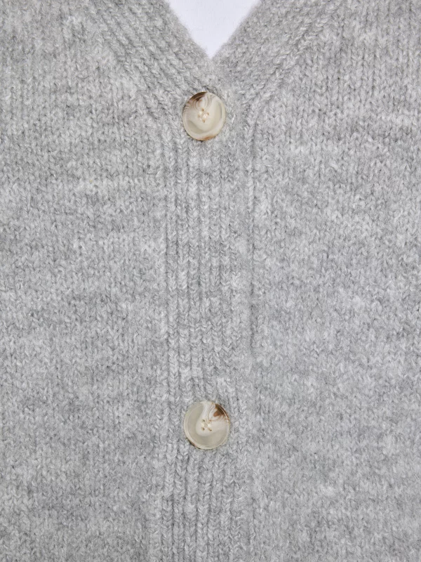 Kardigan damski z dodatkiem wełny szary Kardica 901