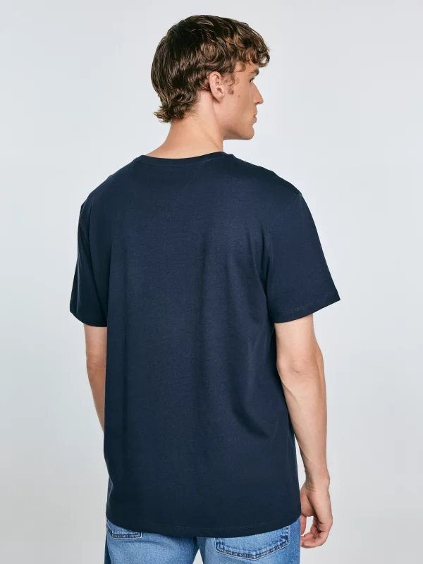 Koszulka męska oversize z nadrukiem granatowa Misser 403