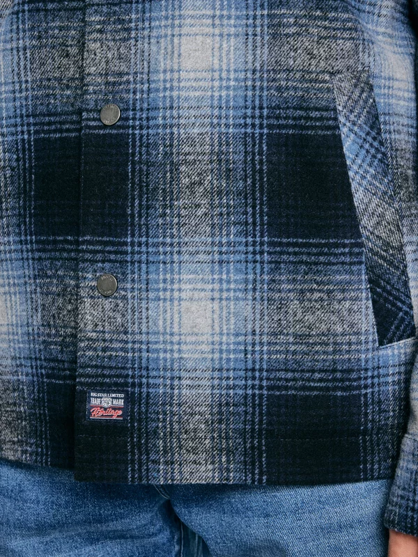 Kurtka męska koszulowa w kratę granatowa Obis 403