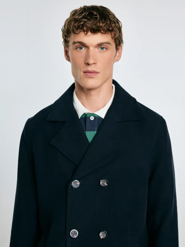 Płaszcz męski dwurzędowy typu bosmanka granatowy Komplit 404