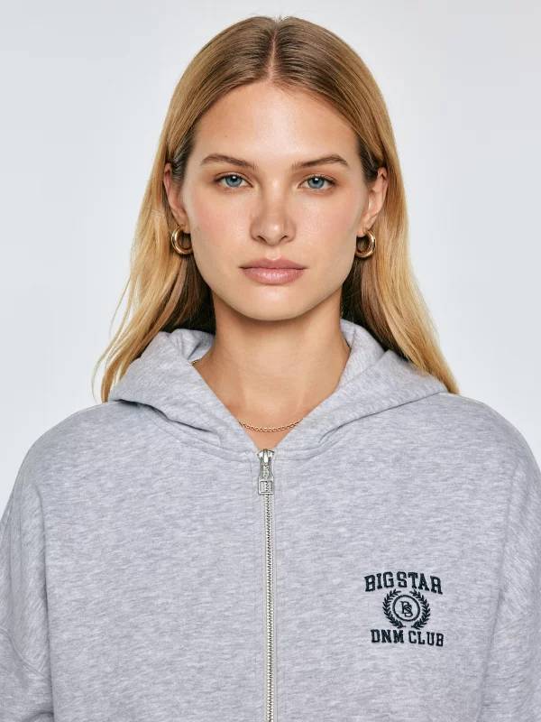 Bluza damska z kapturem rozpinana szara Madelina 901