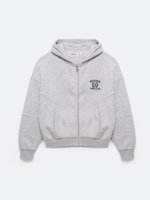 Bluza damska z kapturem rozpinana szara Madelina 901