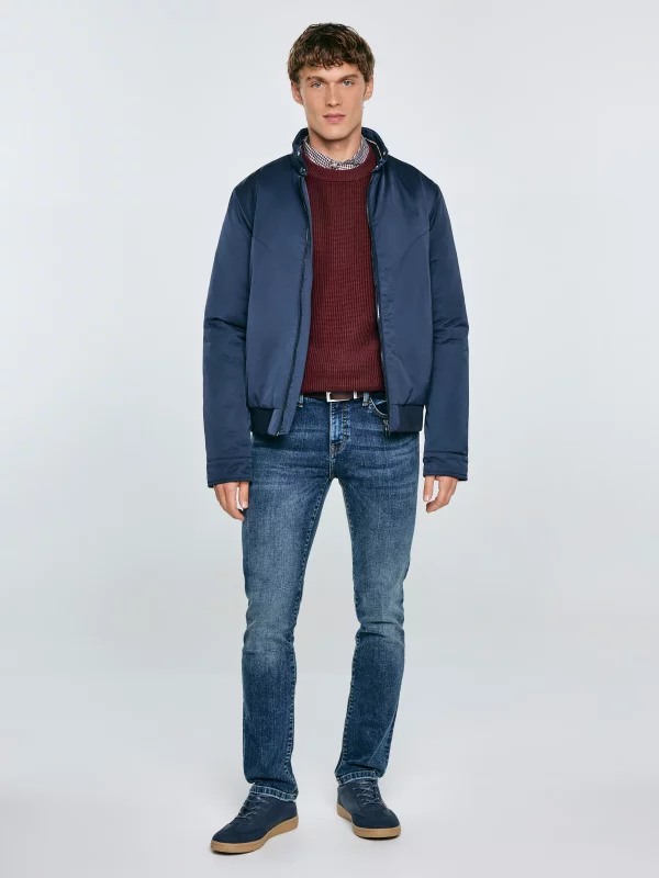 Sneakersy męskie sportowe ze skóry ekologicznej granatowe SS174079 403