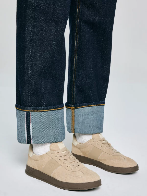 Sneakersy damskie ze skóry naturalnej zamszowej beżowe SS274689 801