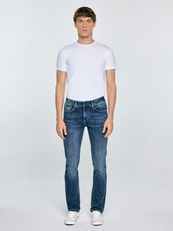 Jeansy męskie dopasowane granatowe Terry 502