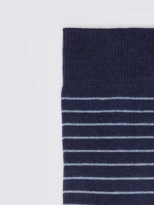 Skarpety męskie w paski niebiesko-granatowe Dalsi 401