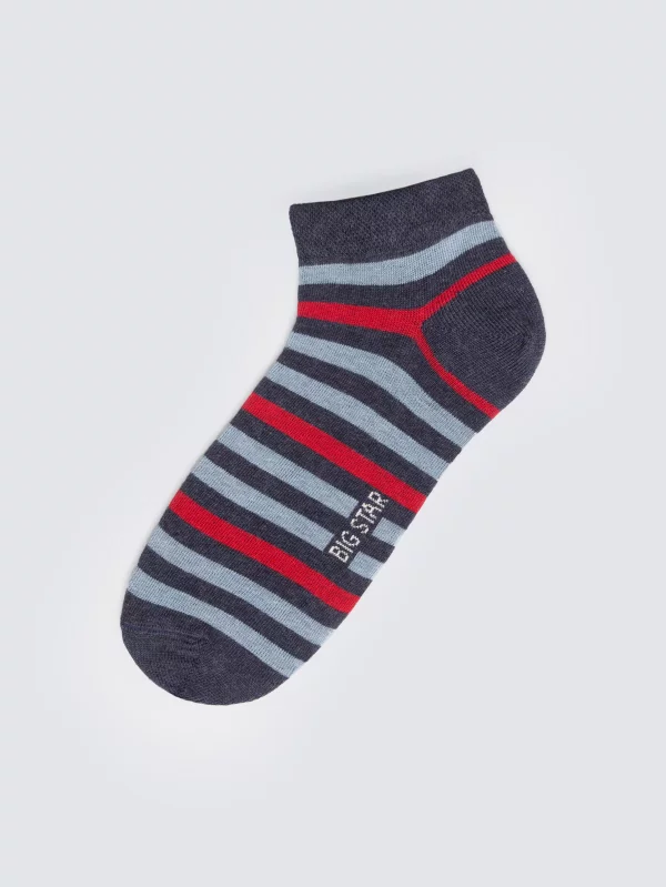 Stopki męskie w kolorowe paski granatowe Simon 403