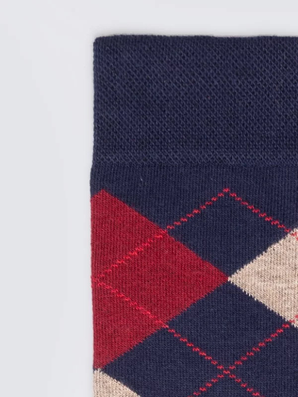 Skarpety męskie w romby granatowe Stefanos 403