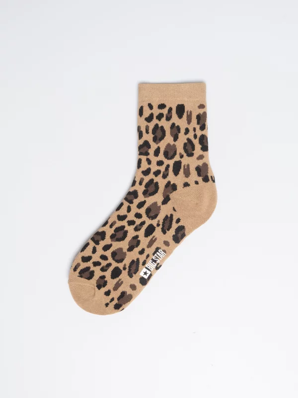Skarpety damskie w panterkę beżowe Glamia 801