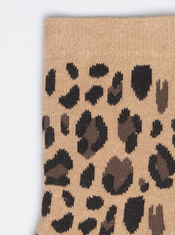 Skarpety damskie w panterkę beżowe Glamia 801