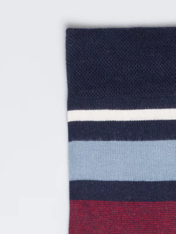 Skarpety męskie w kolorowe paski granatowe Ismael 403