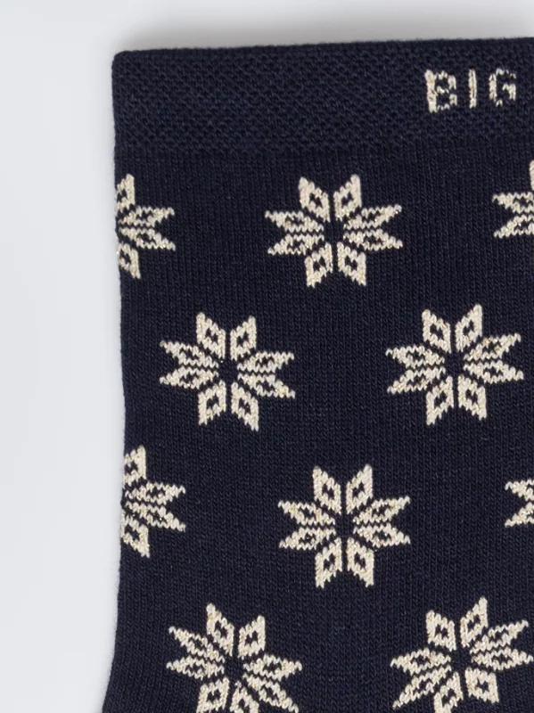 Skarpety damskie w metaliczne gwiazdki granatowe Luria 403