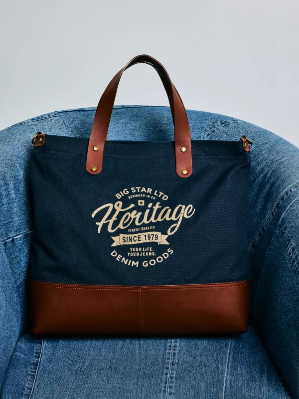 Torba ze skórzanymi elemantami granatowo-brązowa Arvis 00