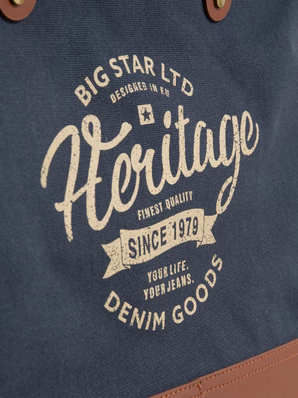 Torba ze skórzanymi elemantami granatowo-brązowa Arvis 00