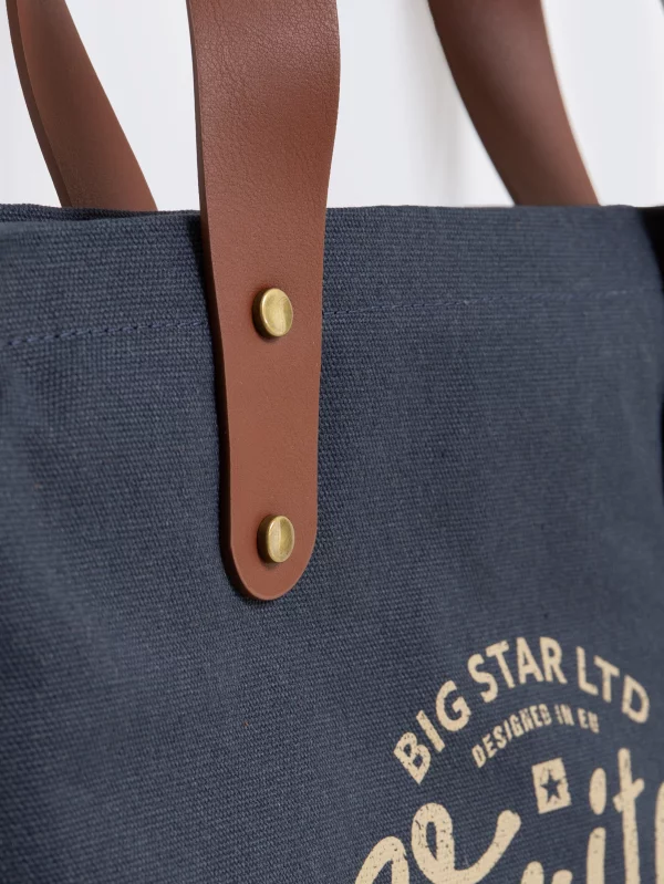 Torba ze skórzanymi elemantami granatowo-brązowa Arvis 00