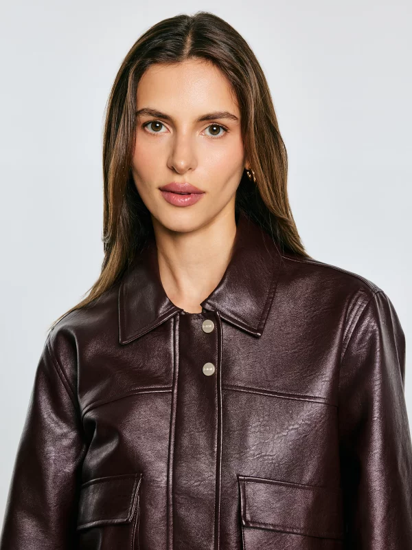 Kurtka damska ze skóry ekologicznej bordowa Britni 604