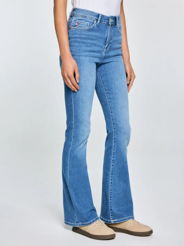 Jeansy damskie z rozszerzaną nogawką niebieskie Clara Flare 135