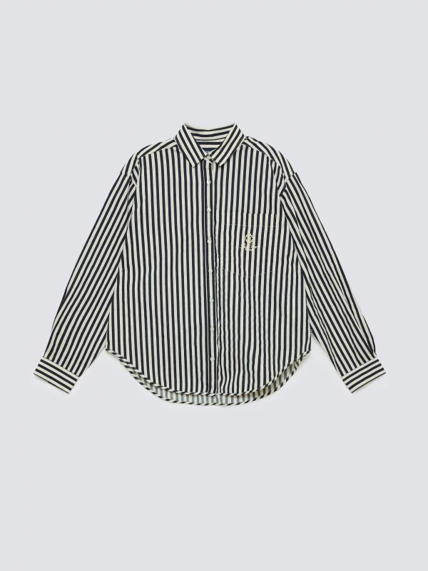 Koszula damska oversize w paski granatowo-kremowe Tina 403