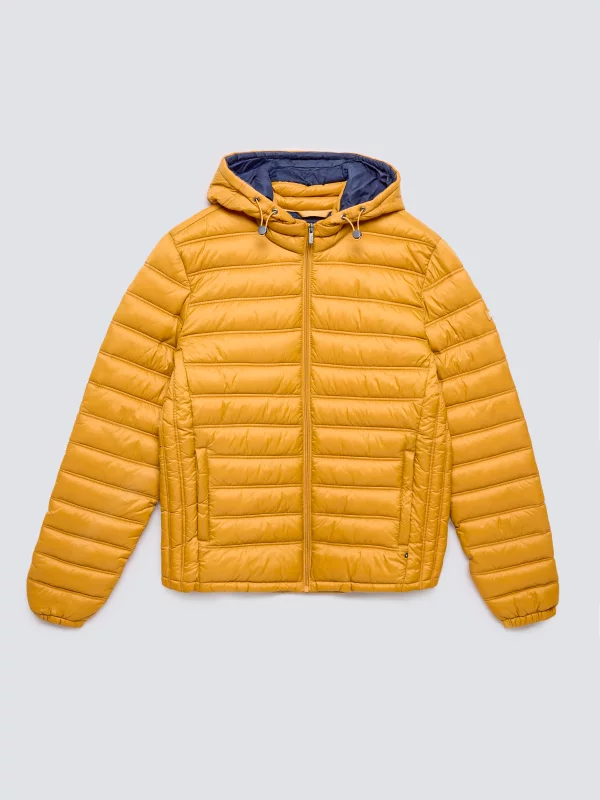 Kurtka męska pikowana z kapturem żółta Acarf 202